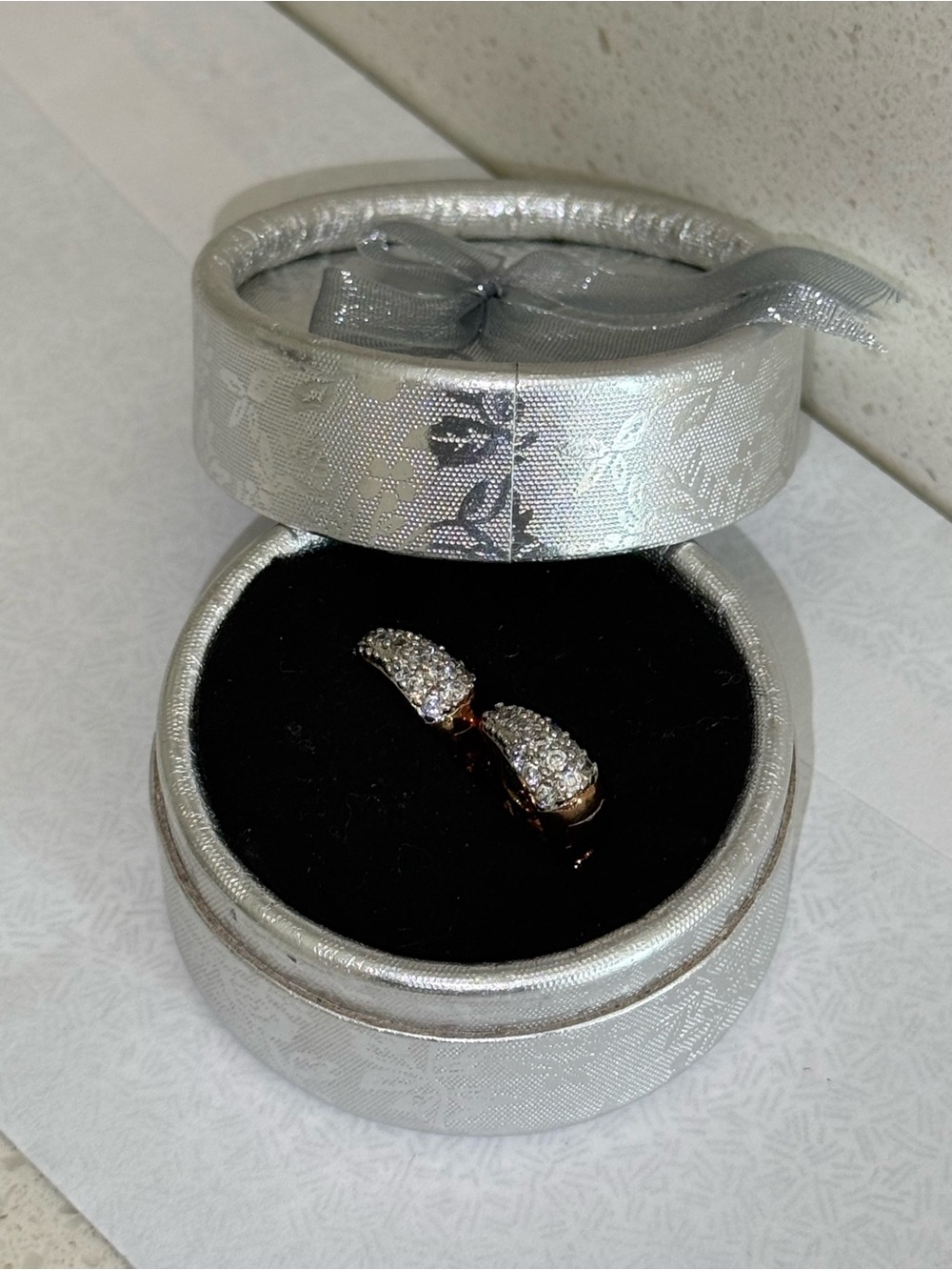 Crystal Pavé Hoop Earrings in Silver Tone